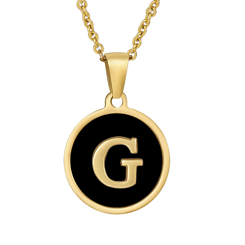 Stainless steel colored shell letter necklace 18K gold drop oil Letter pendant