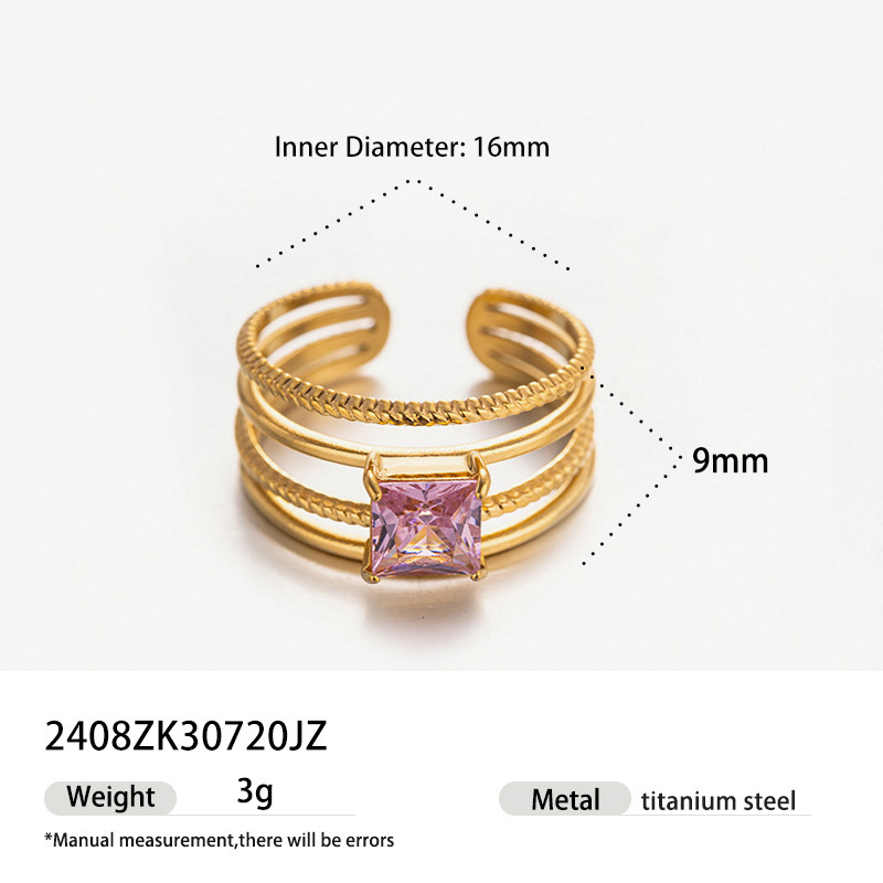 18k gold colored zircon ins style high-end fashion luxury ring