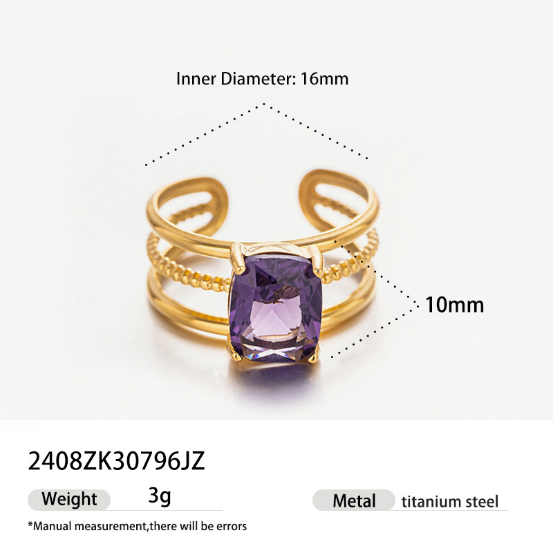 18k gold colored zircon ins style high-end fashion luxury ring