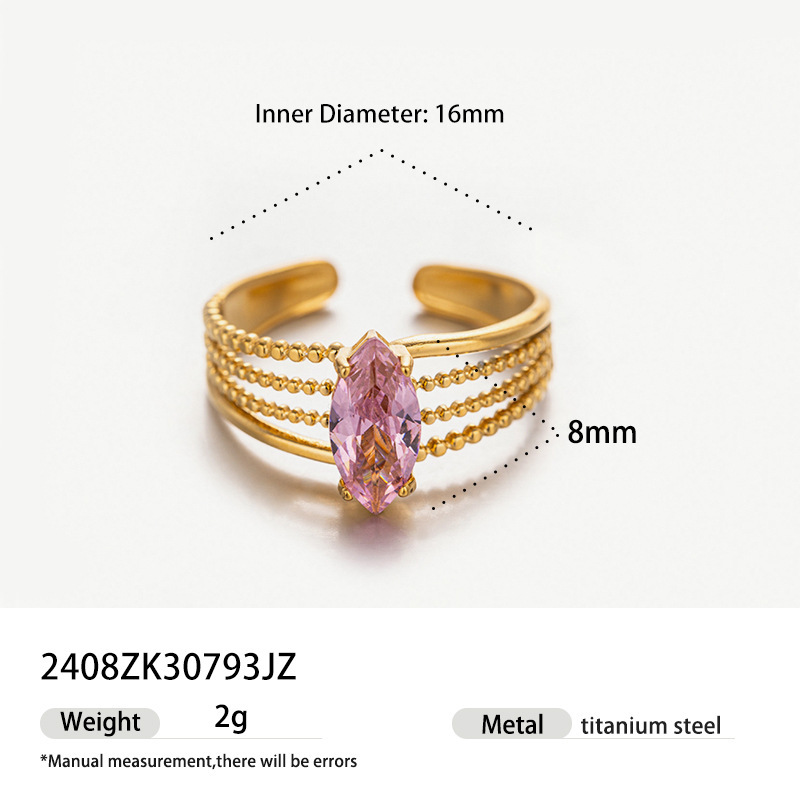 18k gold colored zircon ins style high-end fashion luxury ring