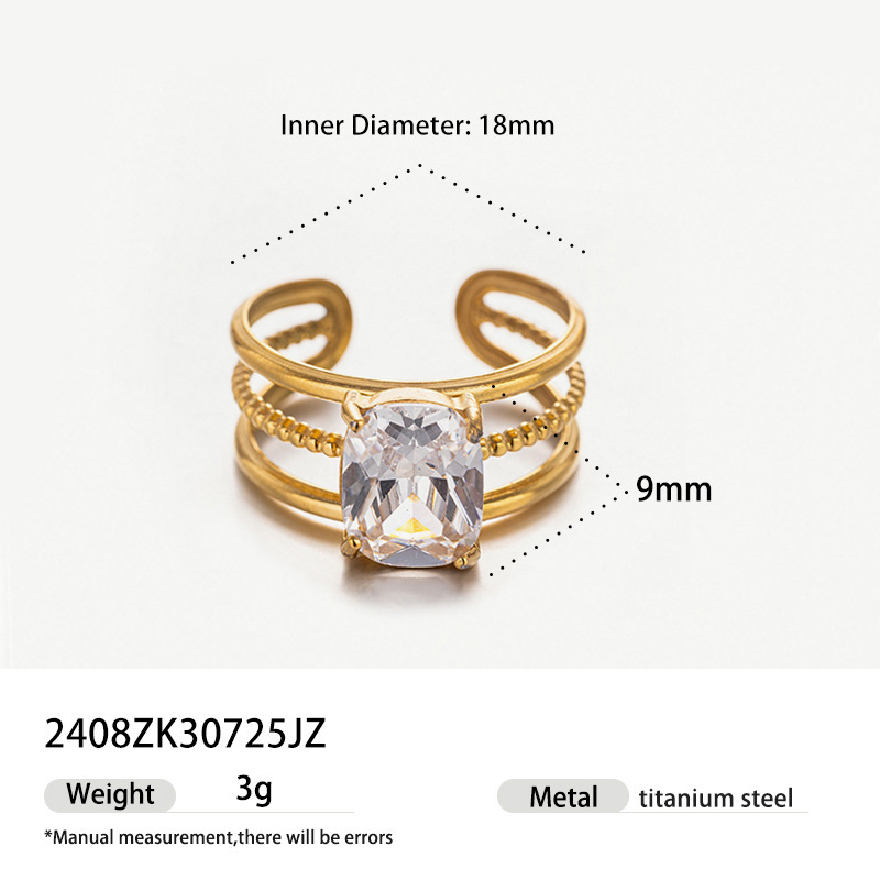 18k gold colored zircon ins style high-end fashion luxury ring