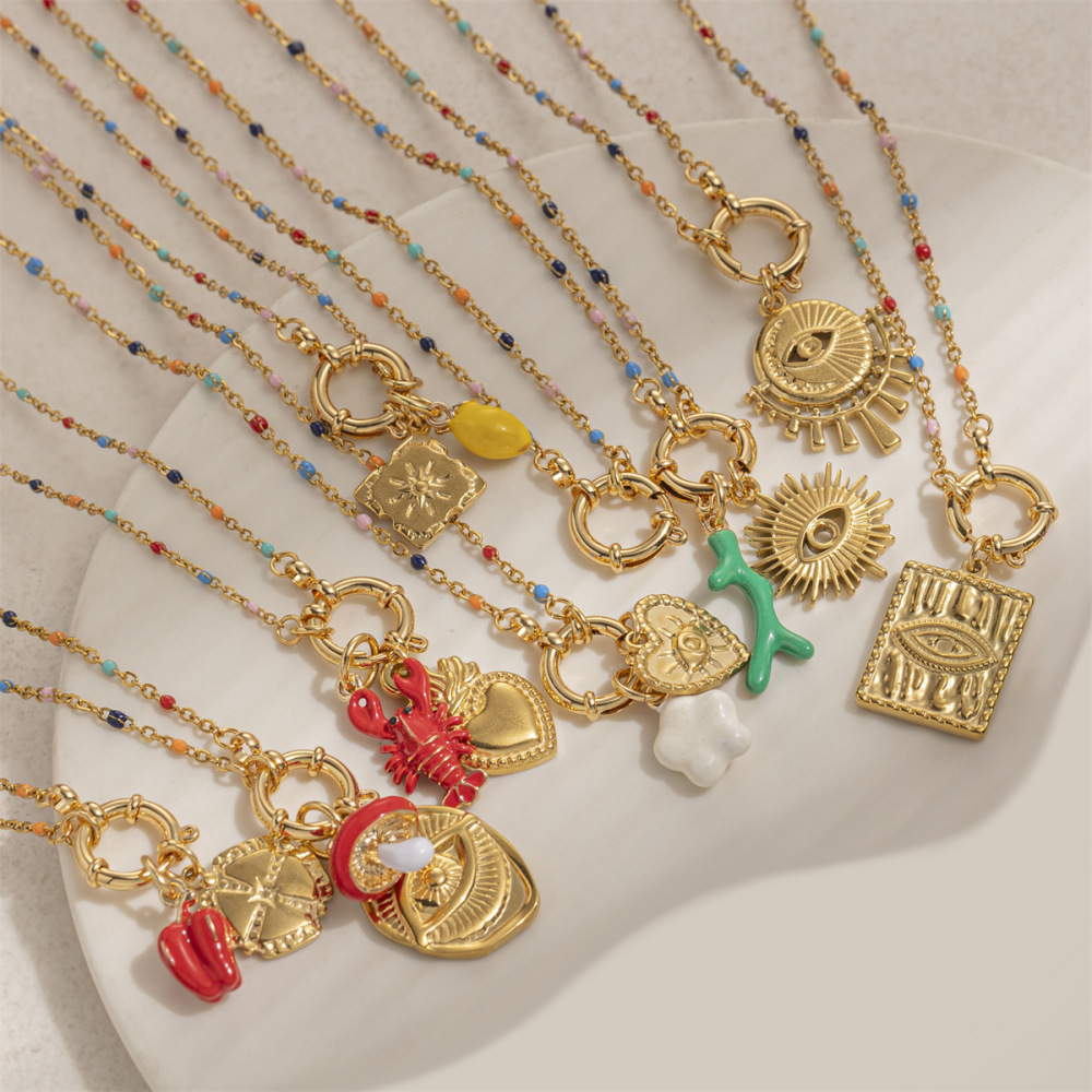 Stainless steel oil drop DIY matching necklace 18k non-fading cute pendant detachable