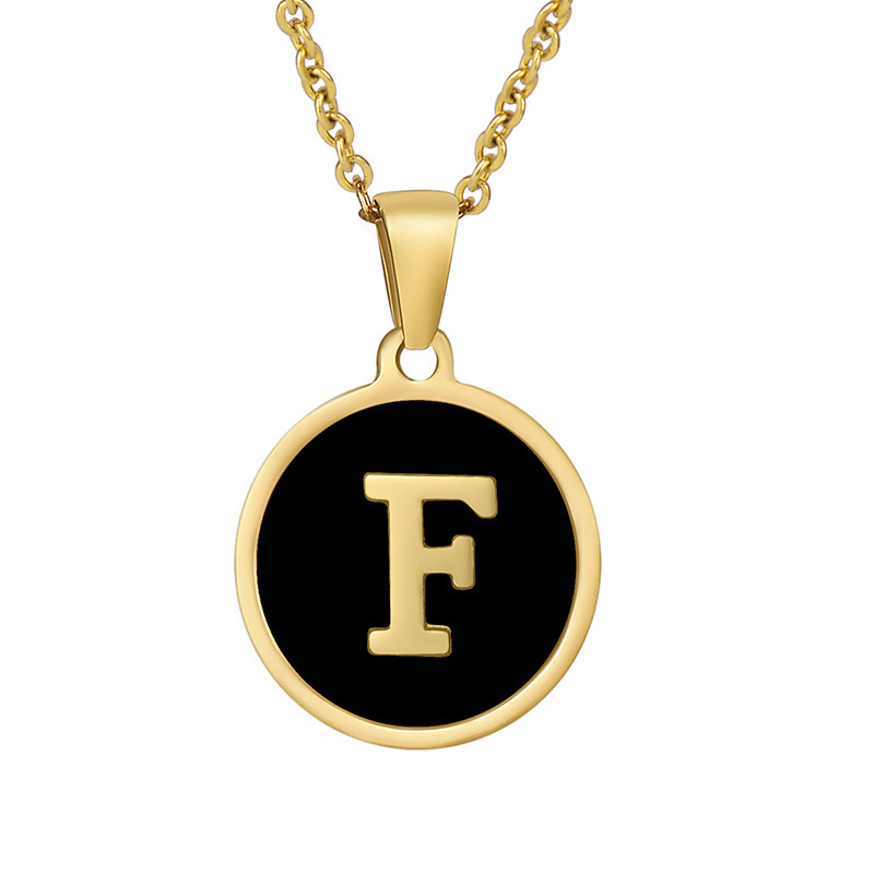 Stainless steel colored shell letter necklace 18K gold drop oil Letter pendant
