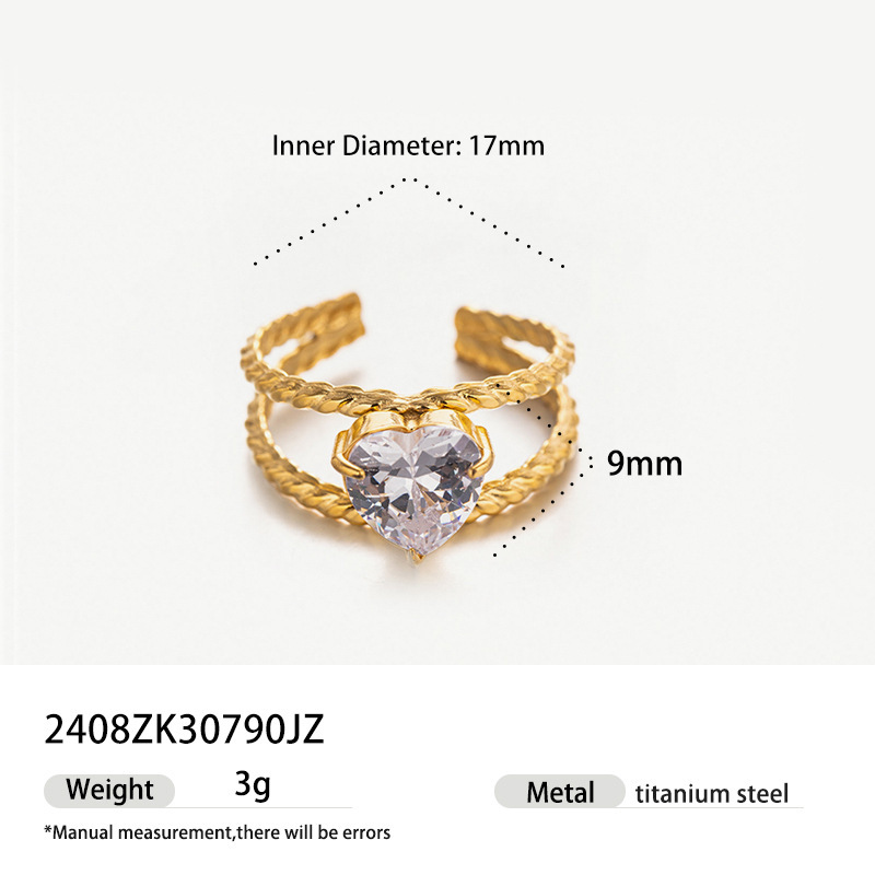 18k gold colored zircon ins style high-end fashion luxury ring