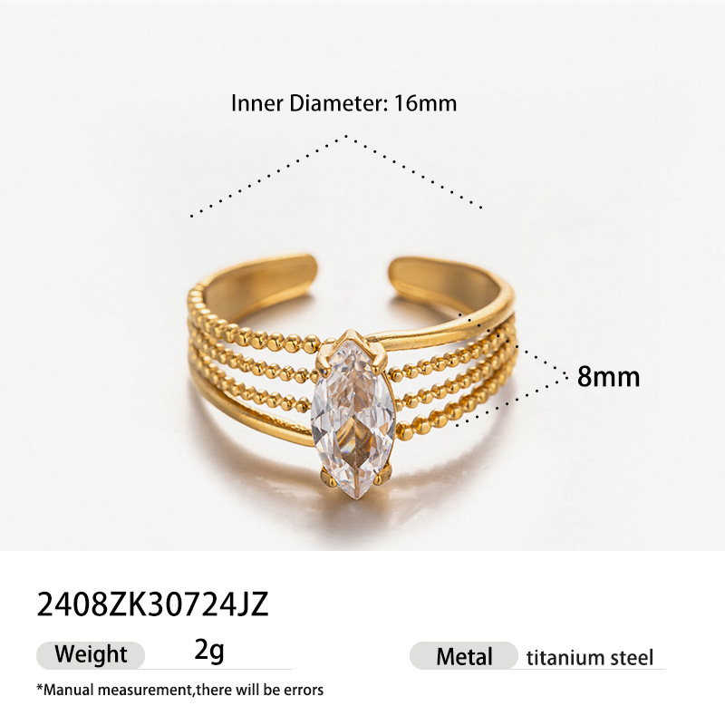 18k gold colored zircon ins style high-end fashion luxury ring