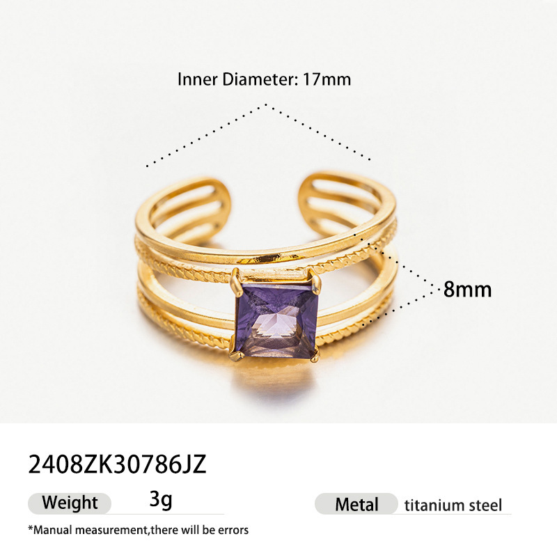 18k gold colored zircon ins style high-end fashion luxury ring