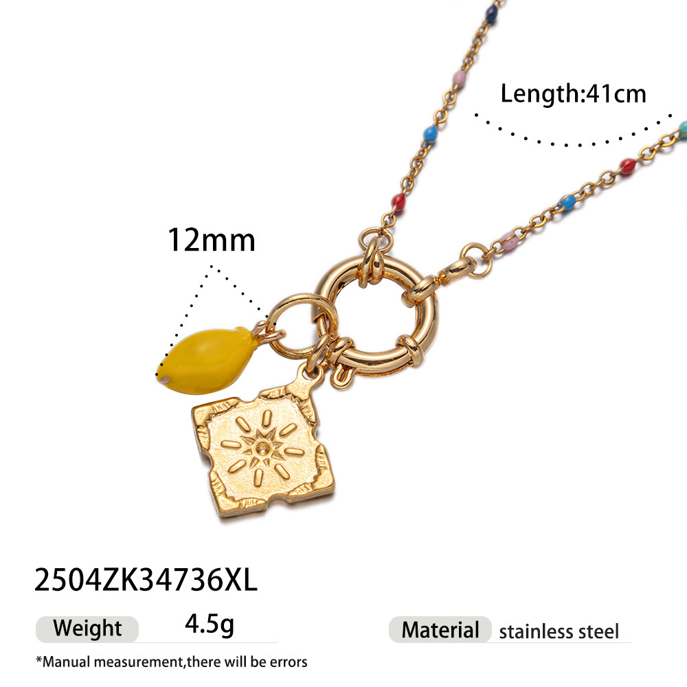 Stainless steel oil drop DIY matching necklace 18k non-fading cute pendant detachable