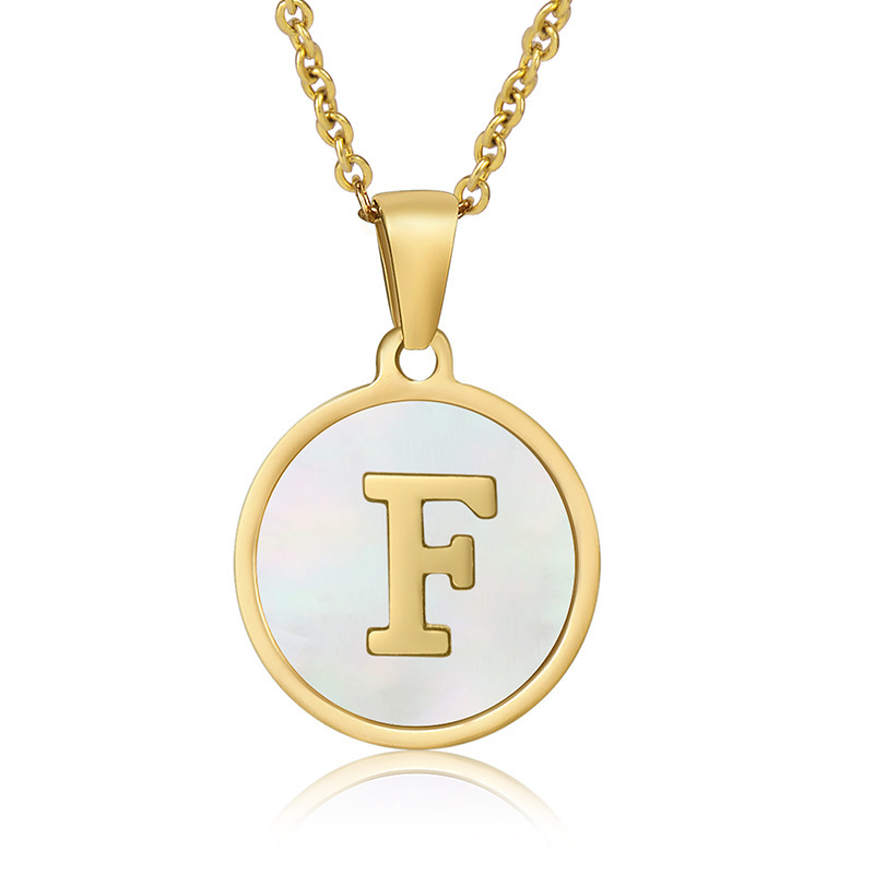 Stainless steel colored shell letter necklace 18K gold drop oil Letter pendant