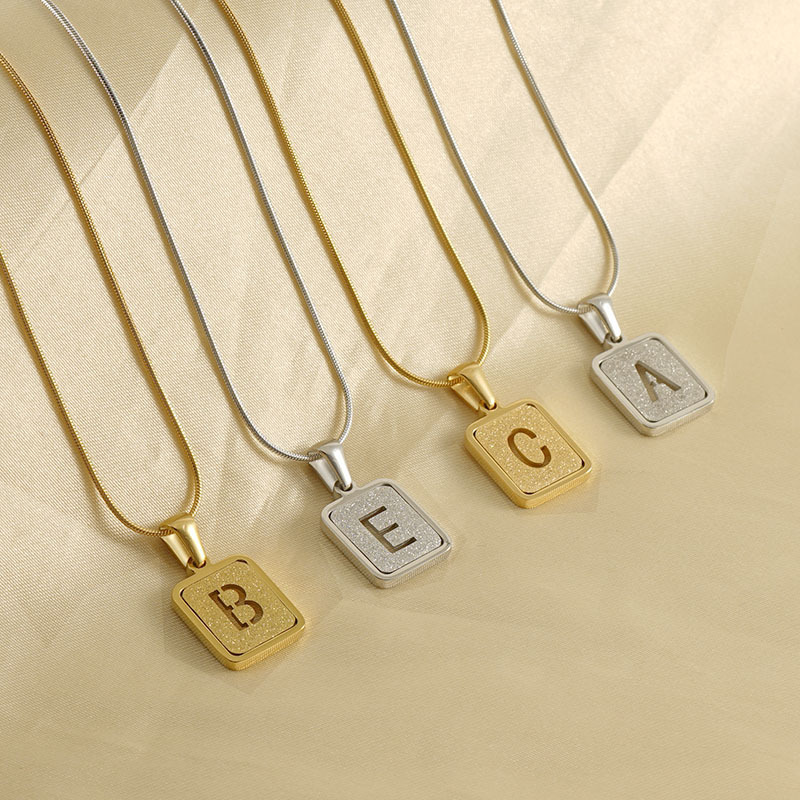 Fashion snake bone chain 18K letter necklace pressed sand letter pendant