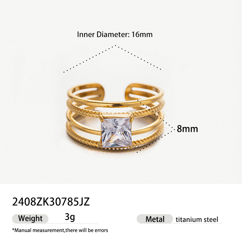 18k gold colored zircon ins style high-end fashion luxury ring