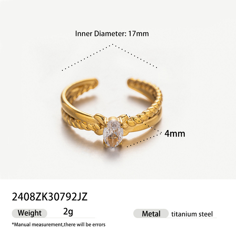18k gold colored zircon ins style high-end fashion luxury ring