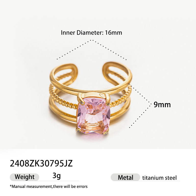 18k gold colored zircon ins style high-end fashion luxury ring