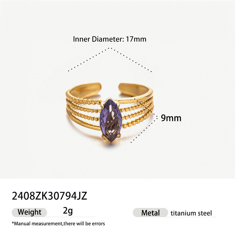 18k gold colored zircon ins style high-end fashion luxury ring