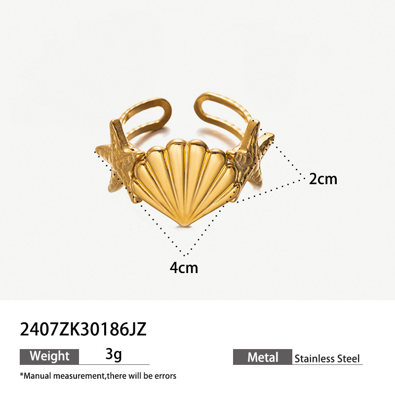 Ocean beach stainless steel ring niche design shell ring