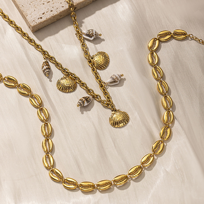 18k gold stainless steel shell necklace does not fade, high-end sense, simple and versatile jewelry