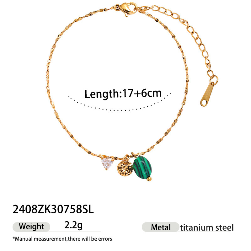 18k gold-plated high-color stainless steel bracelet stacked high-end natural stone conch hand jewelry