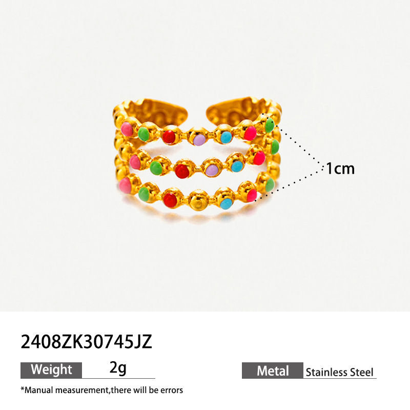 Oil dripping colored stainless steel ring high-grade 18k gold cute jewelry