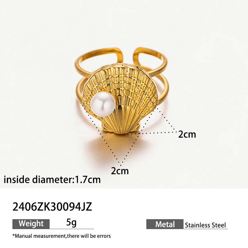 Ocean beach stainless steel ring niche design shell ring