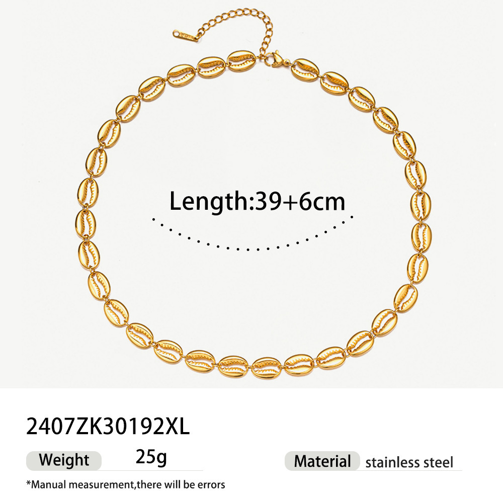 18k gold stainless steel shell necklace does not fade, high-end sense, simple and versatile jewelry