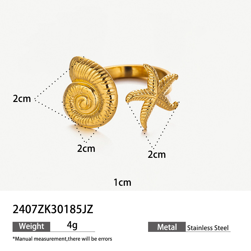 Ocean beach stainless steel ring niche design shell ring