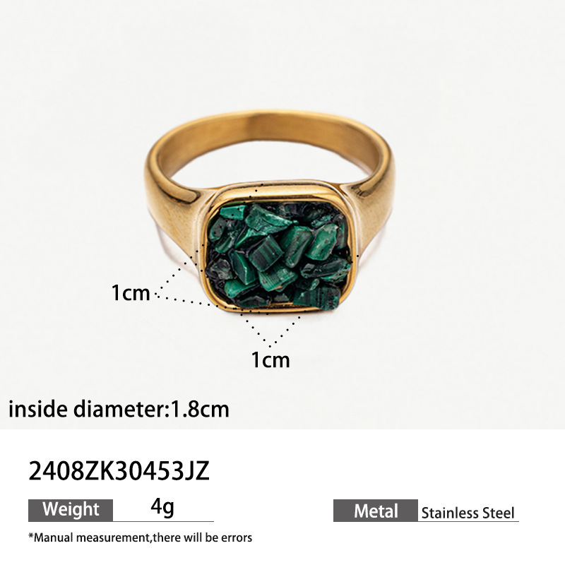 18k gold gravel stainless steel ring natural stone irregular high-end fashion jewelry