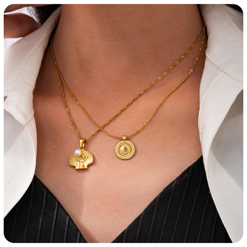 Summer Beach Style Shell Stainless Steel Necklace