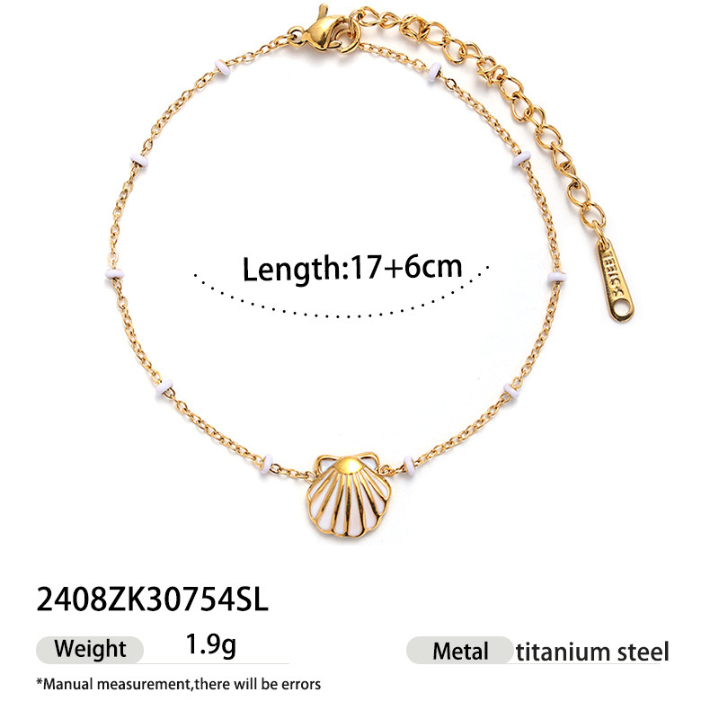 18k gold-plated high-color stainless steel bracelet stacked high-end natural stone conch hand jewelry