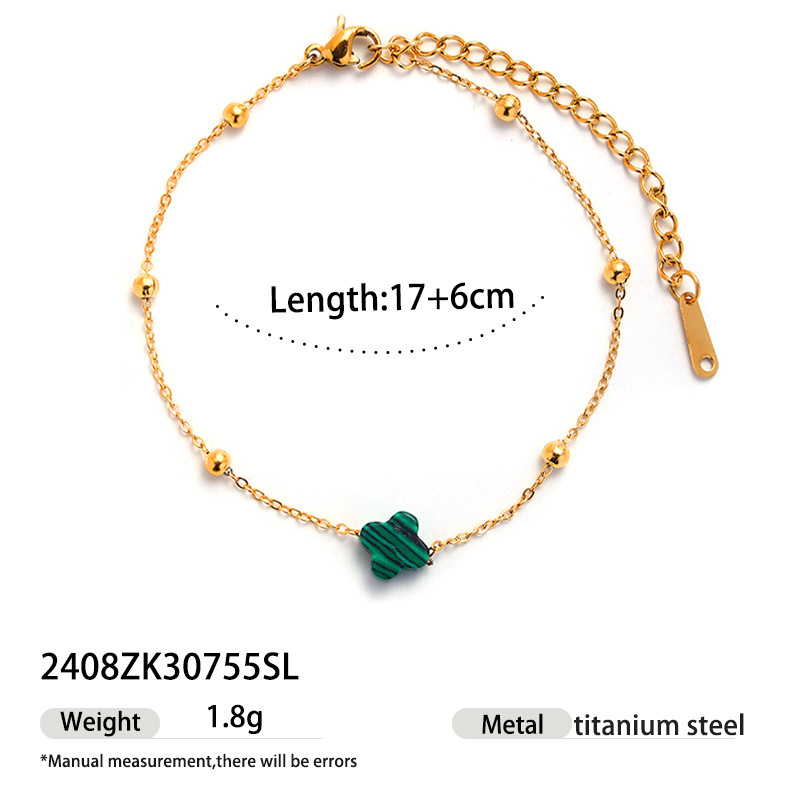 18k gold-plated high-color stainless steel bracelet stacked high-end natural stone conch hand jewelry