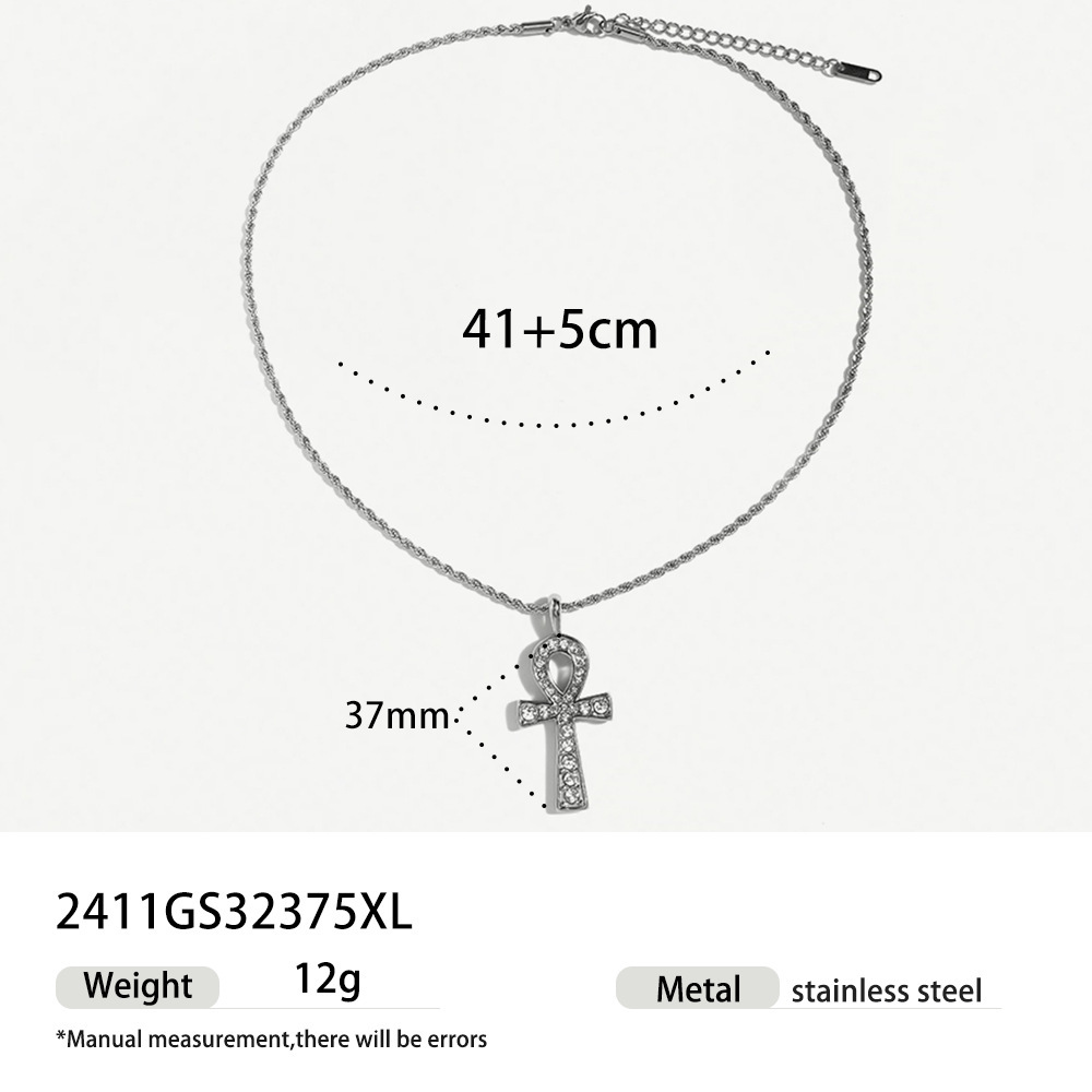 Cross pearl zircon earrings INS design exquisite electroplated 18K gold necklace