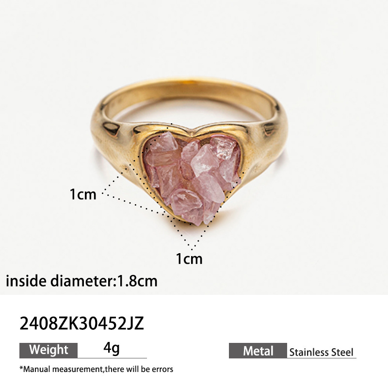 18k gold gravel stainless steel ring natural stone irregular high-end fashion jewelry
