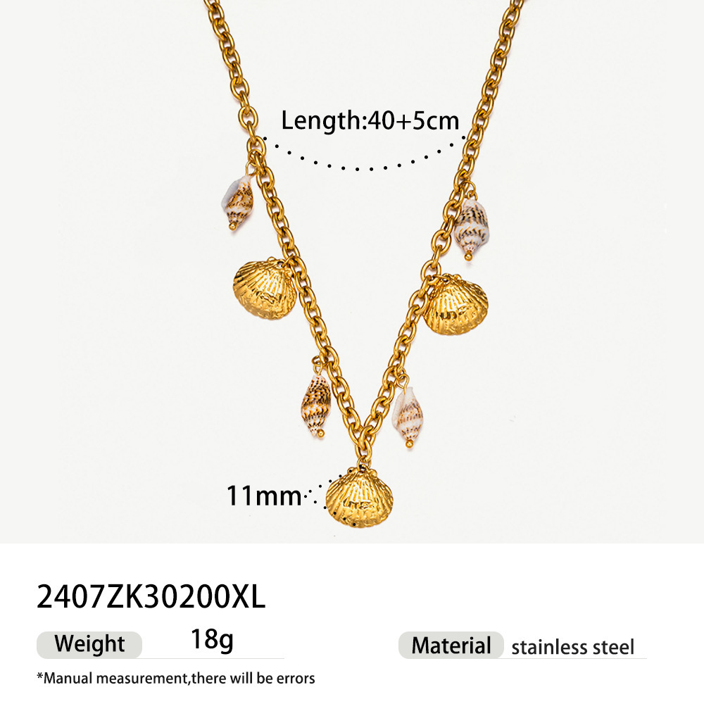 18k gold stainless steel shell necklace does not fade, high-end sense, simple and versatile jewelry