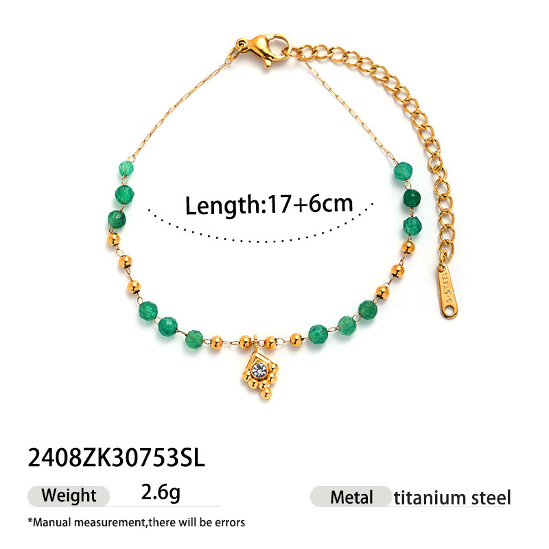 18k gold-plated high-color stainless steel bracelet stacked high-end natural stone conch hand jewelry
