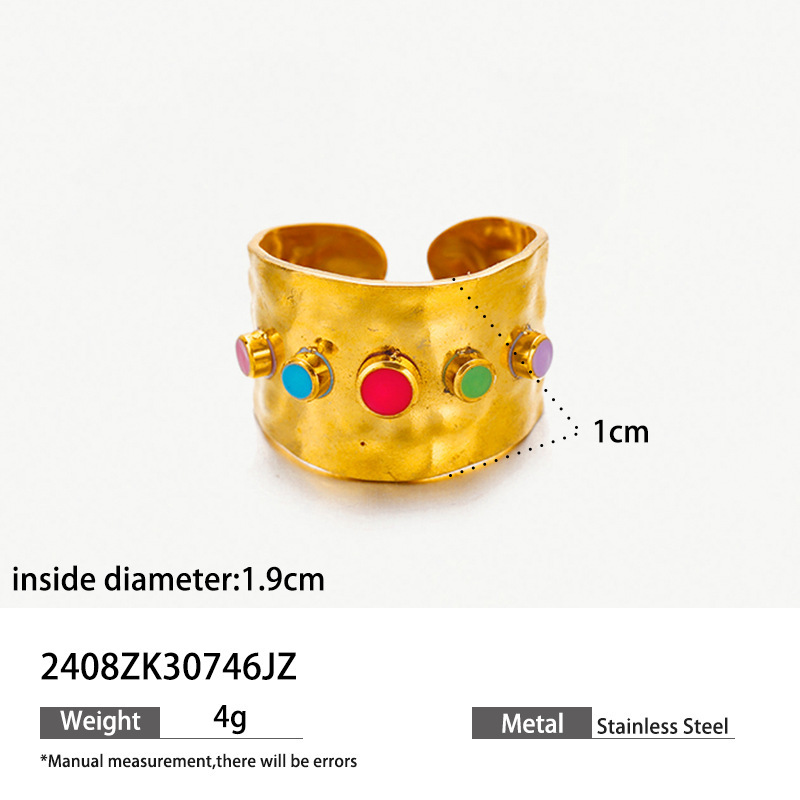 Oil dripping colored stainless steel ring high-grade 18k gold cute jewelry