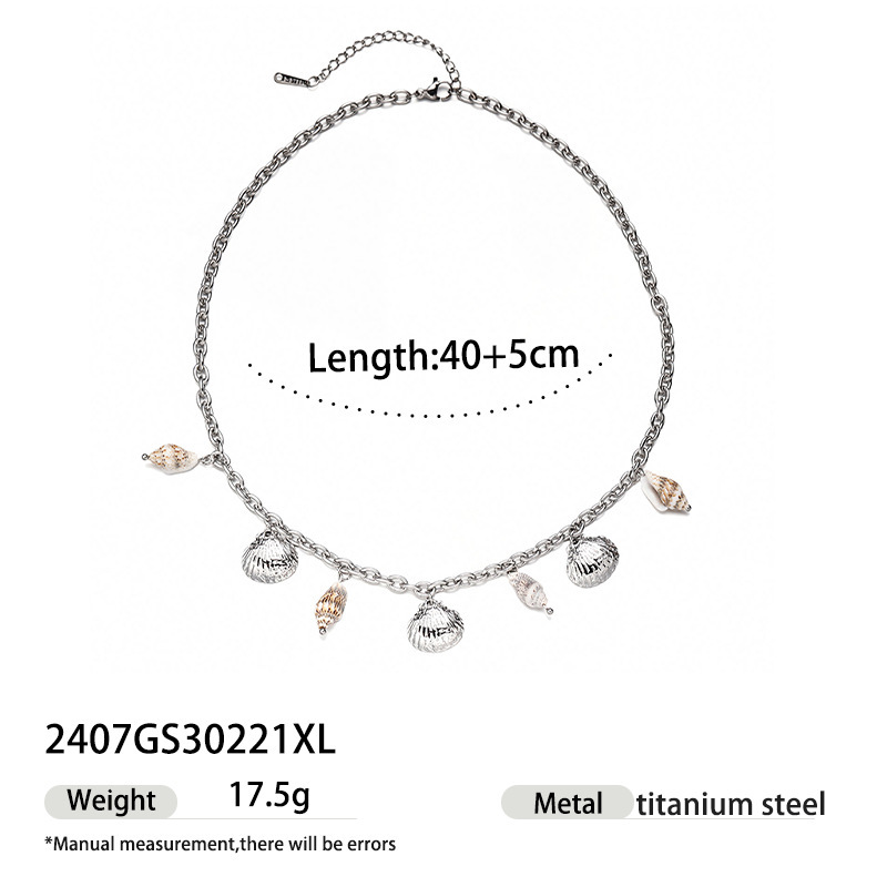 18k gold stainless steel shell necklace does not fade, high-end sense, simple and versatile jewelry