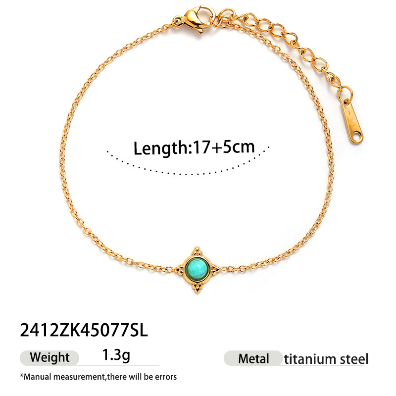 18k gold-plated high-color stainless steel bracelet stacked high-end natural stone conch hand jewelry