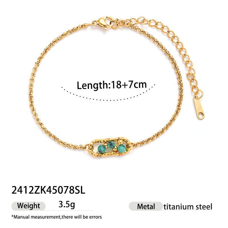 18k gold-plated high-color stainless steel bracelet stacked high-end natural stone conch hand jewelry