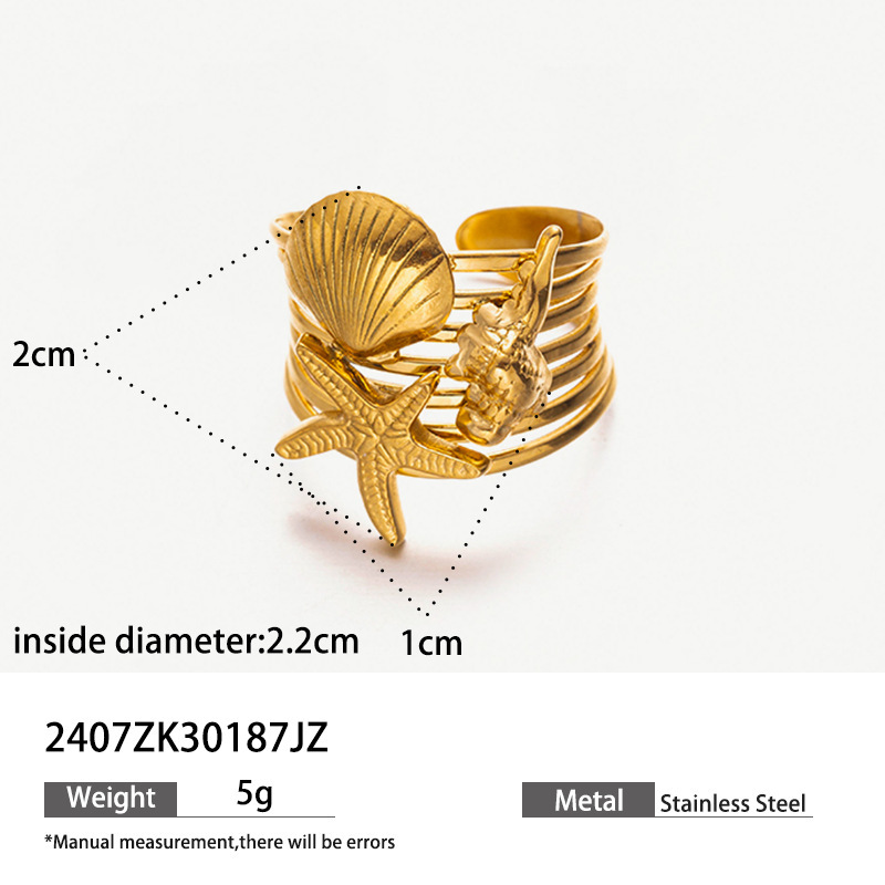 Ocean beach stainless steel ring niche design shell ring