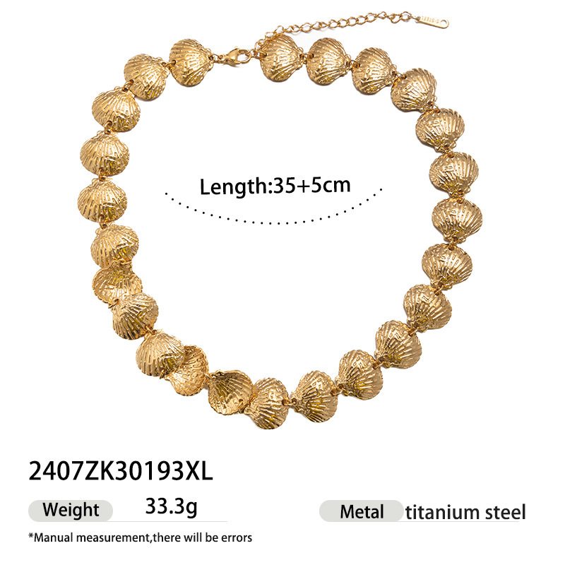 18k gold stainless steel shell necklace does not fade, high-end sense, simple and versatile jewelry