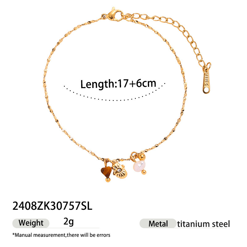 18k gold-plated high-color stainless steel bracelet stacked high-end natural stone conch hand jewelry