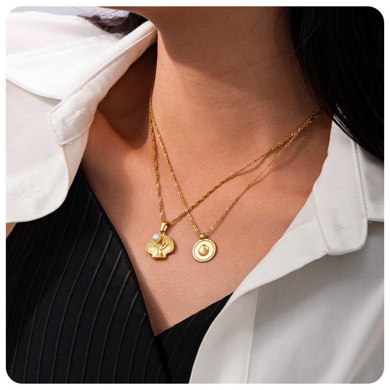 Summer Beach Style Shell Stainless Steel Necklace