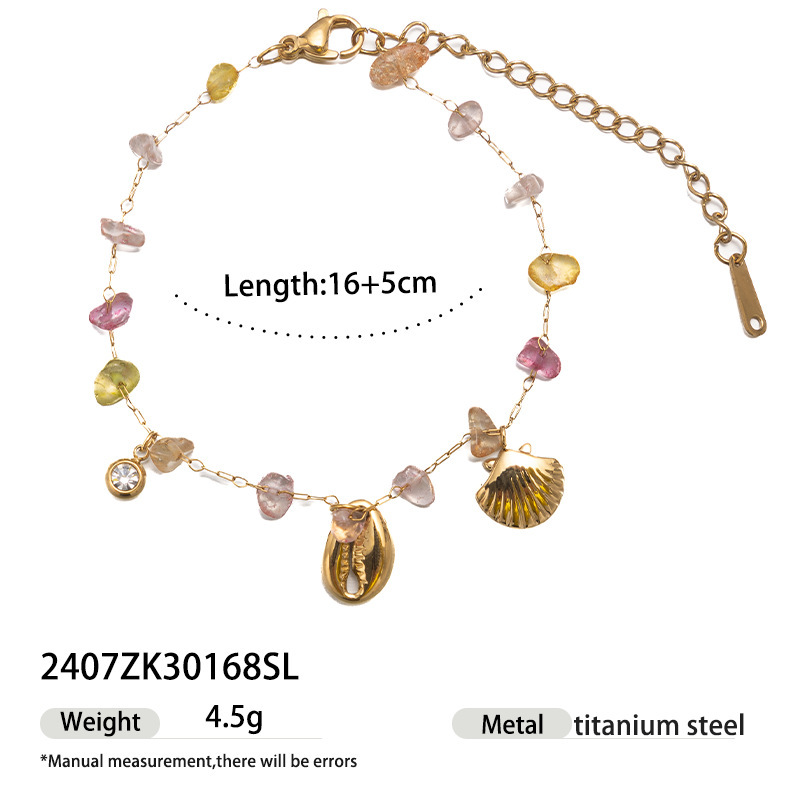 18k gold-plated high-color stainless steel bracelet stacked high-end natural stone conch hand jewelry