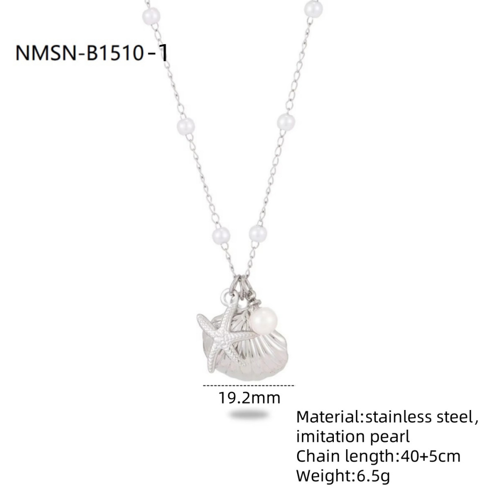 Ocean Shell Pearl Stainless Steel Necklace Set Fashionable, Light and Luxurious Versatile