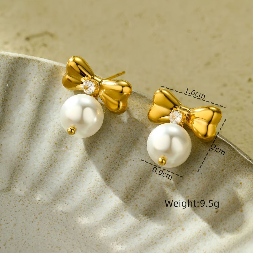 Fashion personality zircon bow stainless steel earrings high-grade love stainless steel earrings
