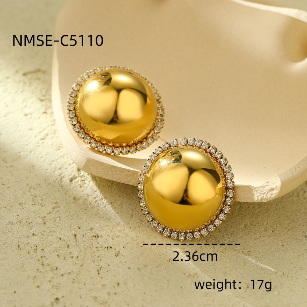 Heart-shaped diamond-studded stainless steel earrings, fashionable, light luxury and high-end earrings