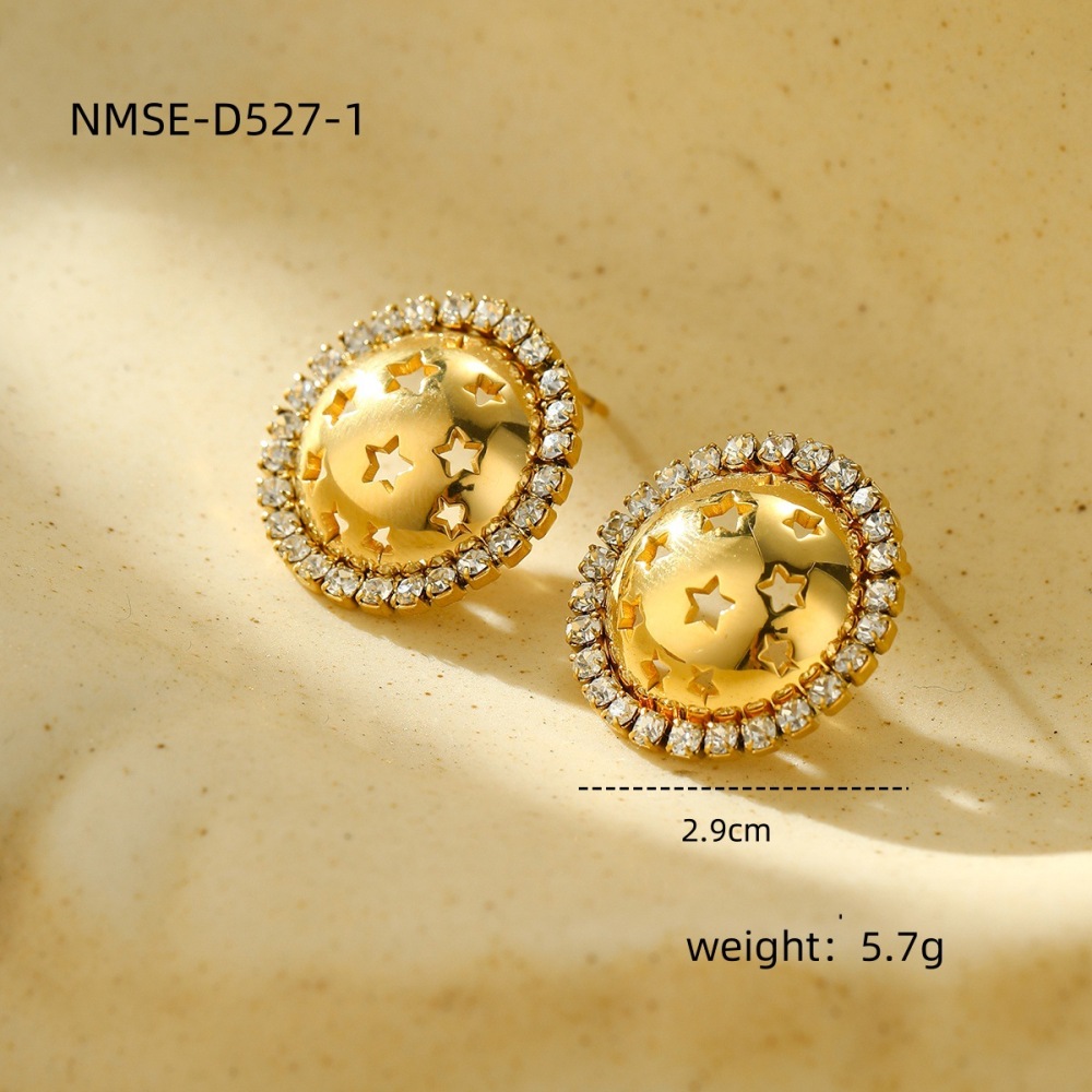 Heart-shaped diamond-studded stainless steel earrings, fashionable, light luxury and high-end earrings