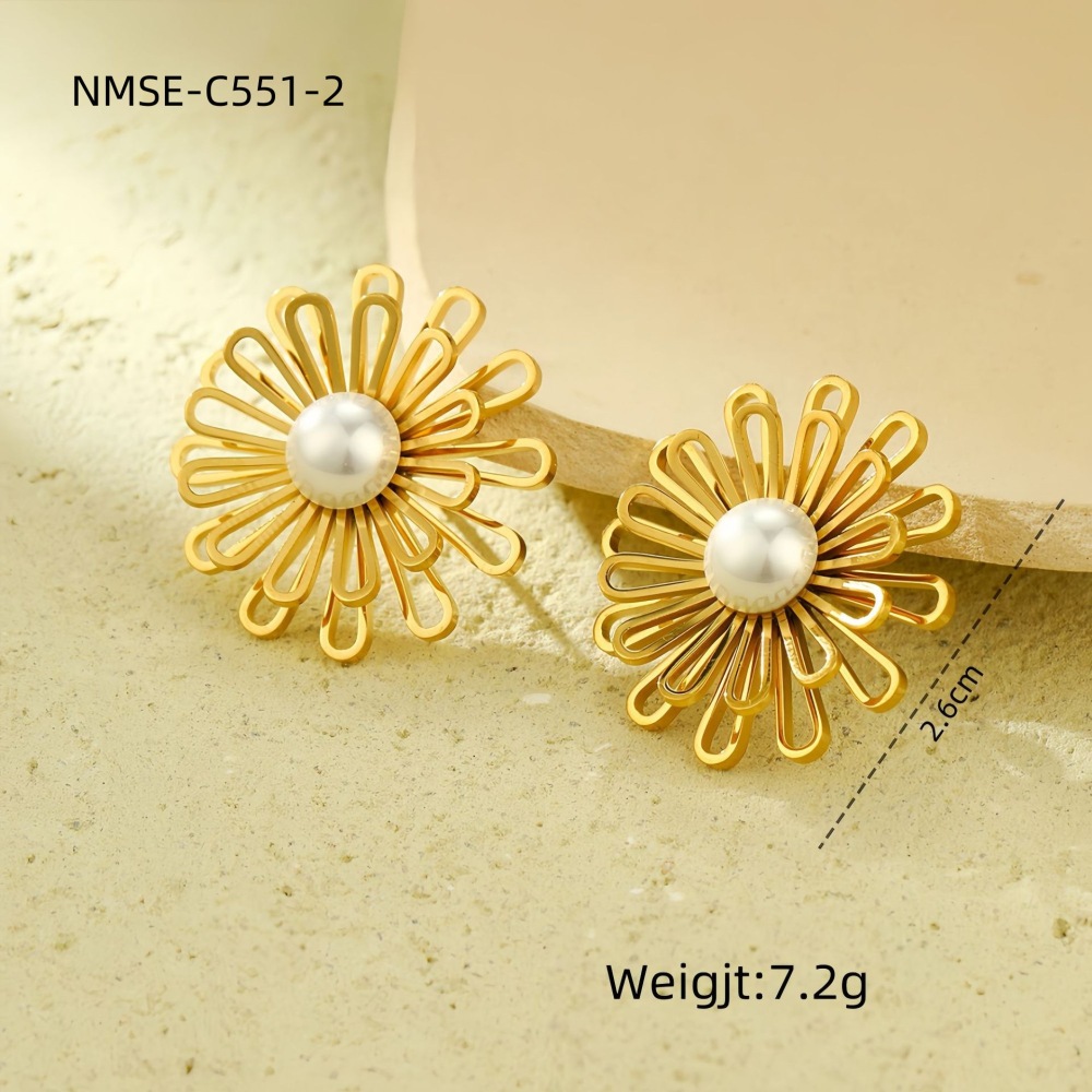 French simple style sweet lace fashion hollow stainless steel earrings