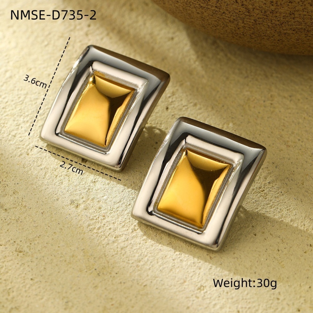Light luxury style high-end square color matching stainless steel earrings