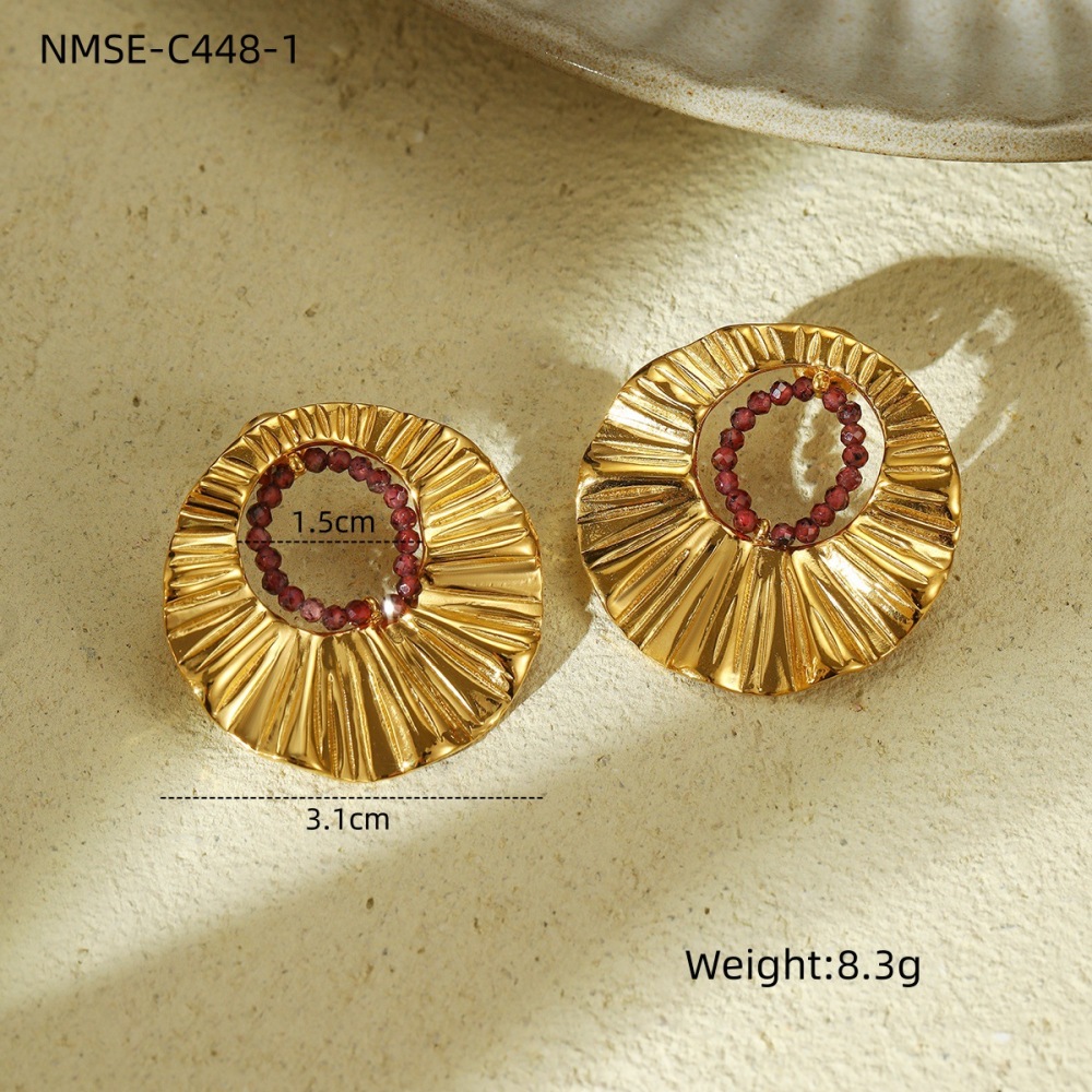 French style exaggerated stainless steel earrings light luxury retro palace style Ear ornaments