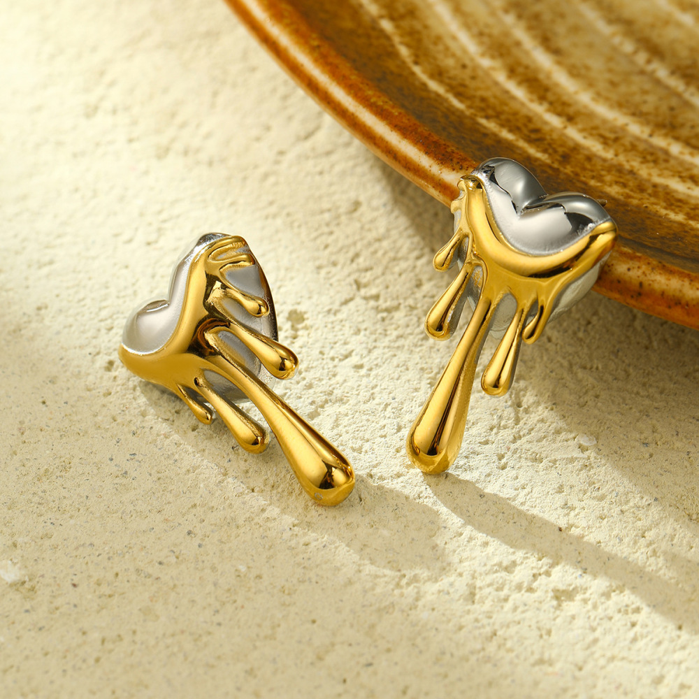 Lava love water drop stainless steel earrings fashionable light luxury high-end color diamond earrings