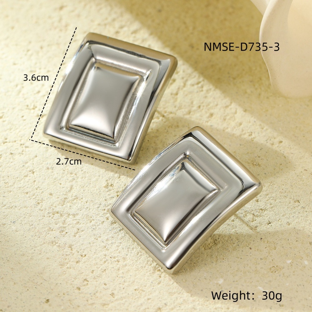 Light luxury style high-end square color matching stainless steel earrings